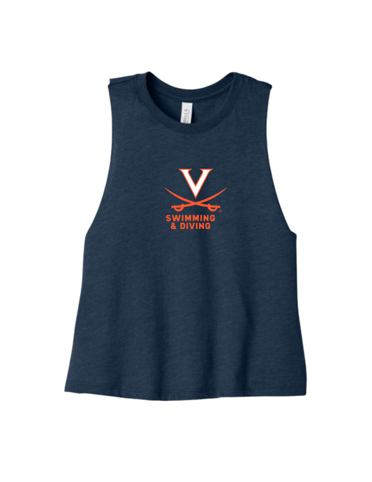UVA Cropped Racerback Tank Top - Embroidered