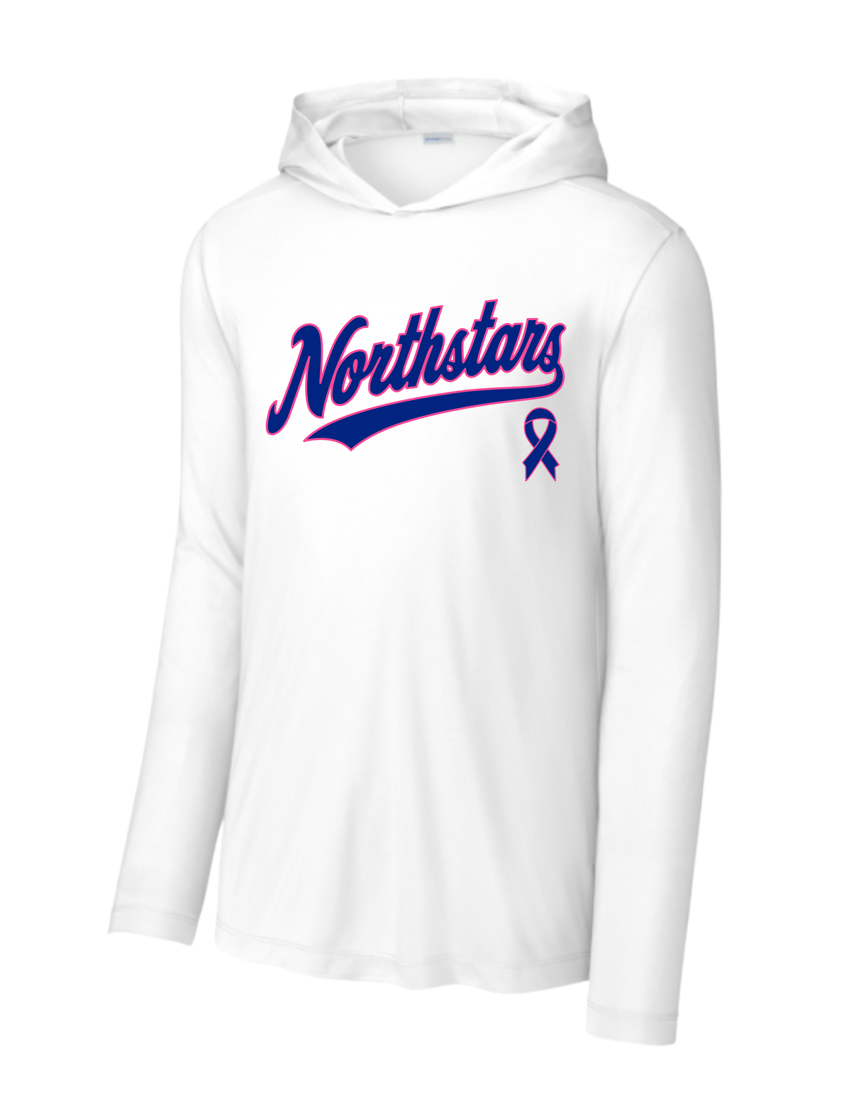 Northstars Hooded Performance Long Sleeve Pullover - Adult - Breast Cancer Awareness