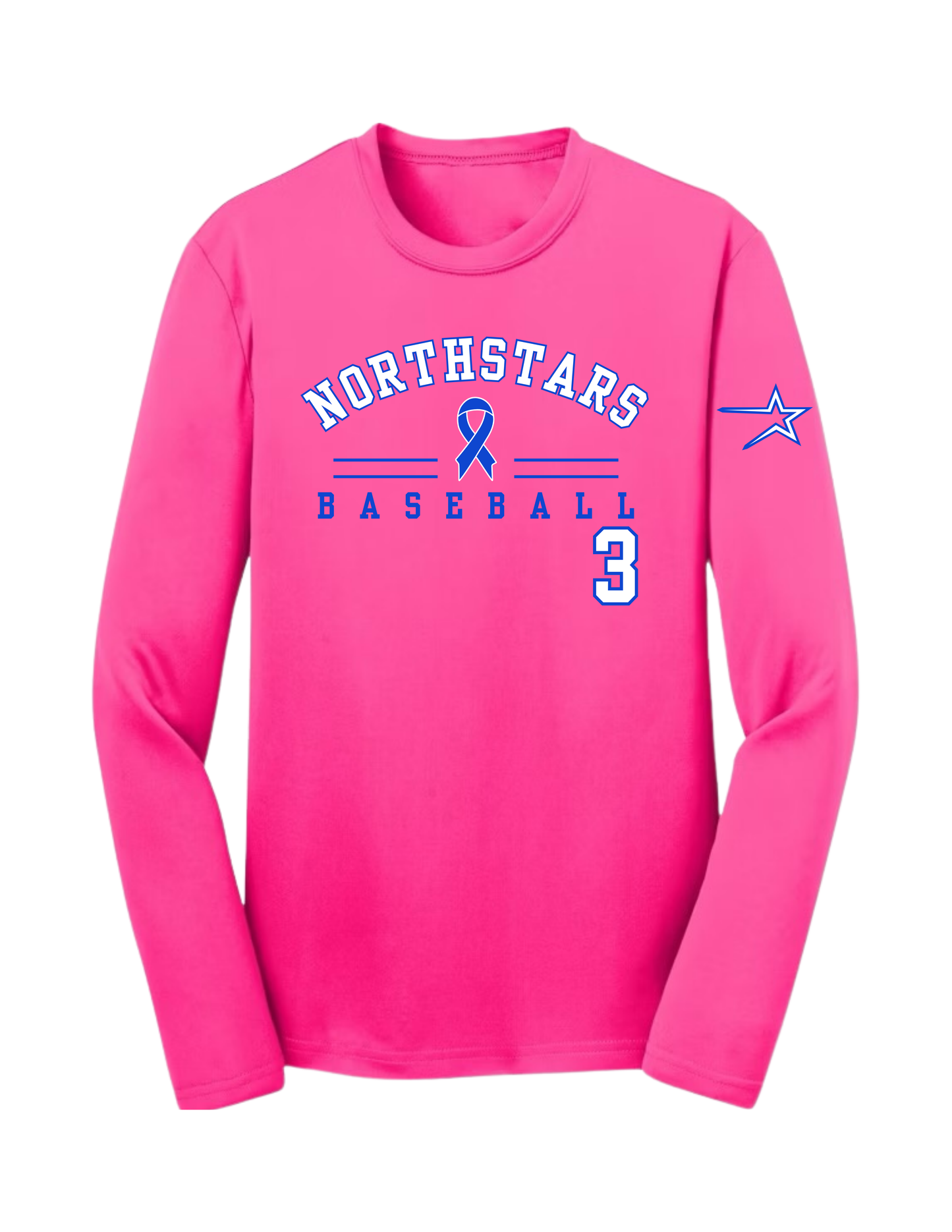 Northstars Breast Cancer Awareness Long Sleeve Performance Tee - Youth