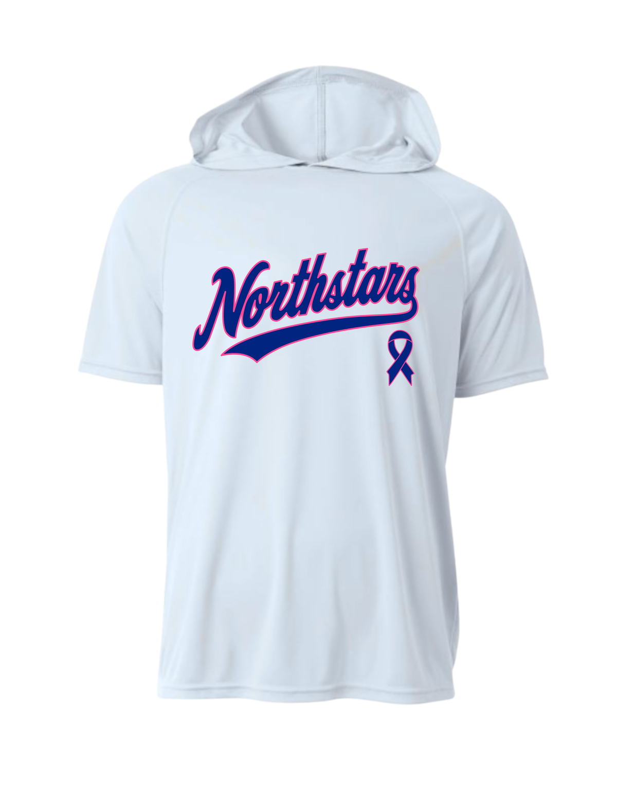 Northstars Performance Short Sleeve Hooded Tee - Youth - Breast Cancer Awareness