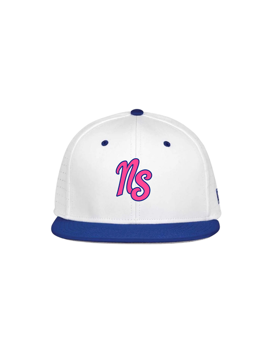 Northstars Embroidered NS Logo Game Hat - White - Pink & Blue