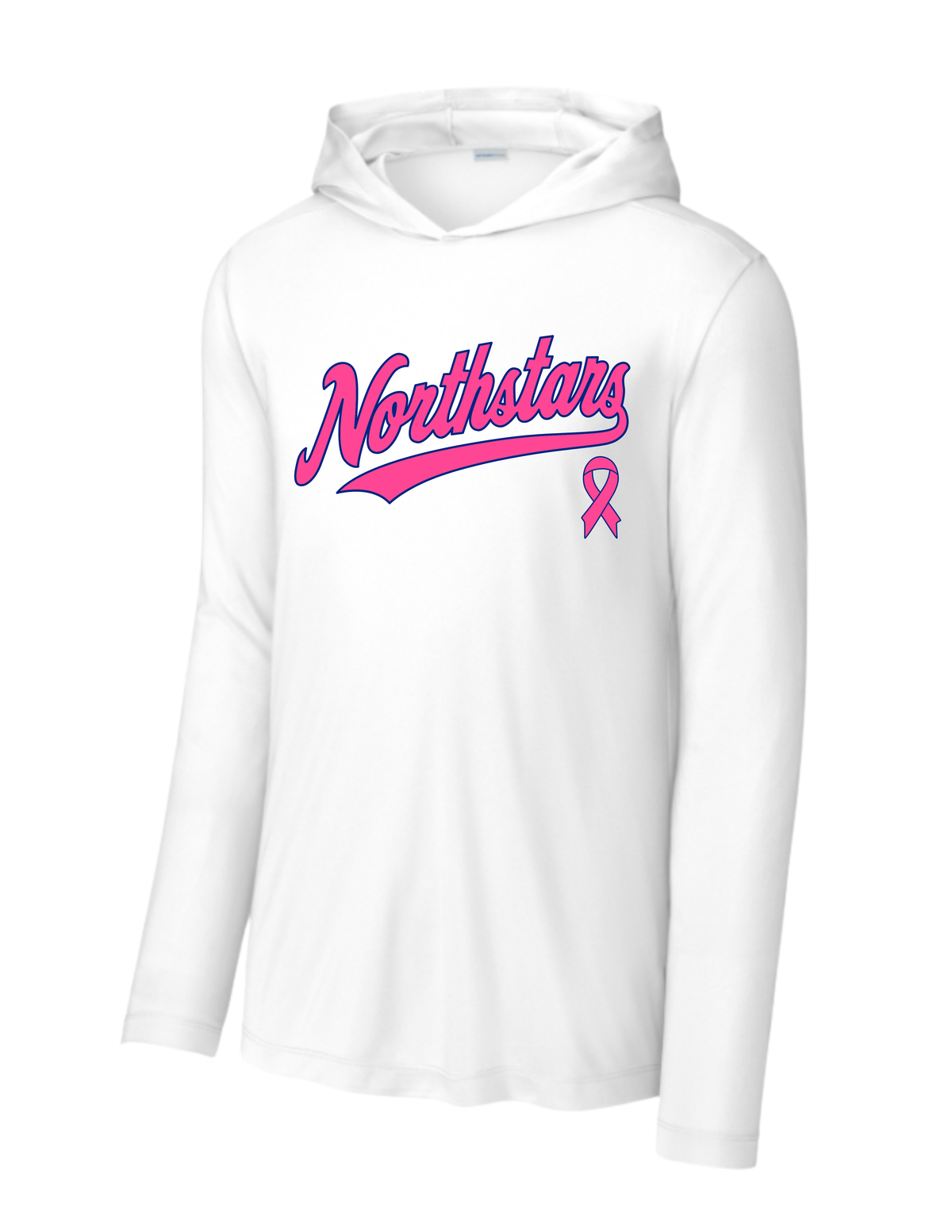 Northstars Hooded Performance Long Sleeve Pullover - Adult - Breast Cancer Awareness