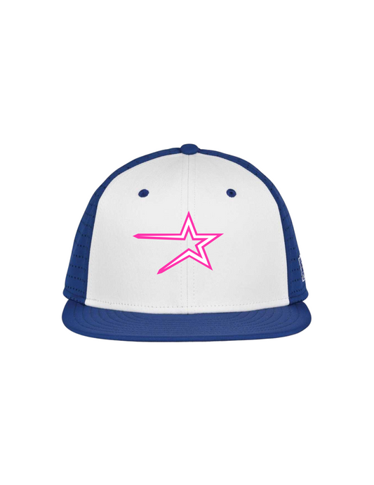 Northstars Embroidered Logo Game Hat (Neon Pink Star) - Royal Blue & White (no number)